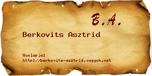 Berkovits Asztrid névjegykártya